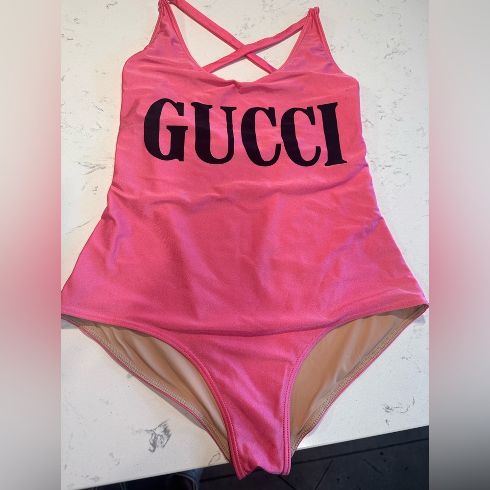 Barbie pink Gucci bodysuit/swimsuit. In small to medium size.